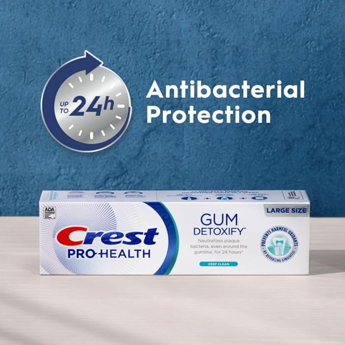 Crest Pro-Health Gum Detoxify Deep Clean Toothpaste 4.8 oz Pack of 3 - Anticavity, Antibacterial Flouride Toothpaste, Clinically Proven, Gum and Enamel Protection, Plaque Control-VivaGrace Women