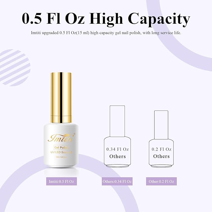 Imtiti Gel Nail Polish, 1Pcs 15ml Purple Color Gel Polish Soak Off LED Nail Polish Gel Nail Art Design Manicure Salon DIY at Home Holiday Gift