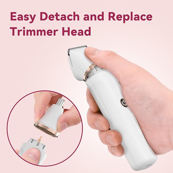 Electric Bikini Trimmer for Women - 4 in 1 Electric Razors for Women, Waterproof Pubic Hair Trimmers and Facial Hair Remover, Replaceable Shaver & Nose Hair Trimmer, Rechargeable Women's Grooming Kit-VivaGrace Women
