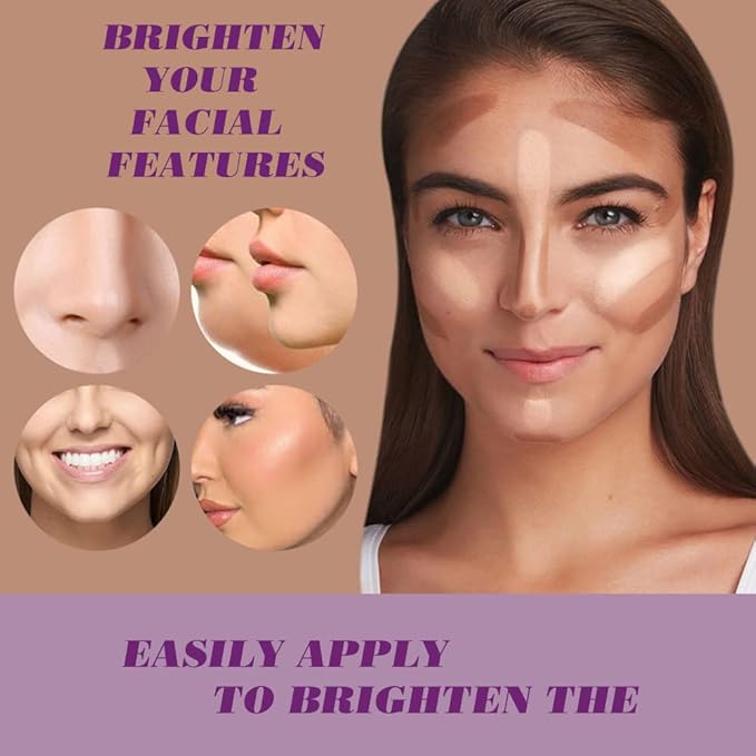 5Pcs Cream Contour Sticks Makeup Kit,Primer Face Makeup Highlighter Stick Contouring Makeup Kit for Beginners,Highlight and Contour Kit,Cream Concealer Makeup Blur Stick-VivaGrace Women