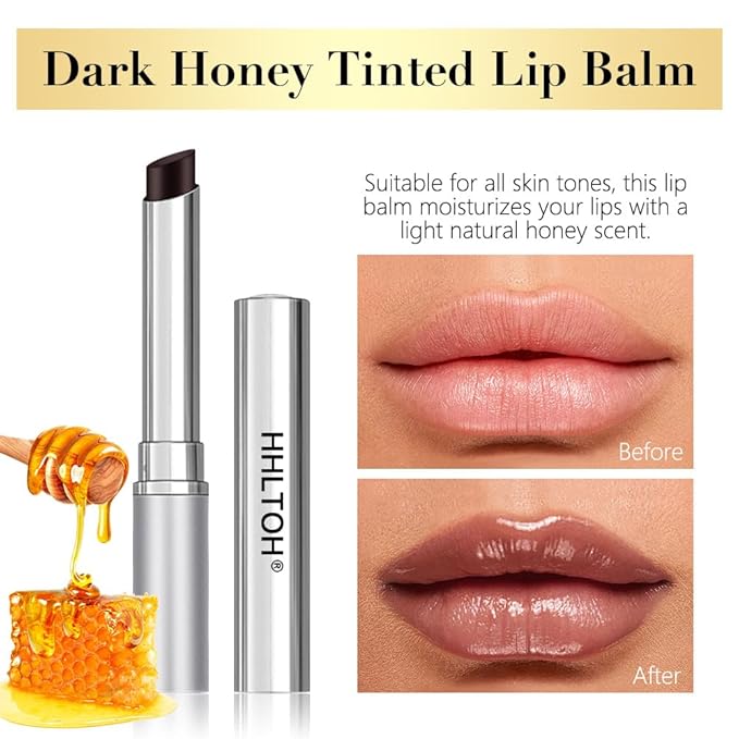 1PCS Honey Tinted Lip Balms Lip Stain, Sheer Hydrating Lip Balm for Women All Skin Tones, Korean Natural Black Cherry Lip Tint Moisturizing Nourishing Lips Balm Lipstick, Bálsamo labial con color miel-VivaGrace Women