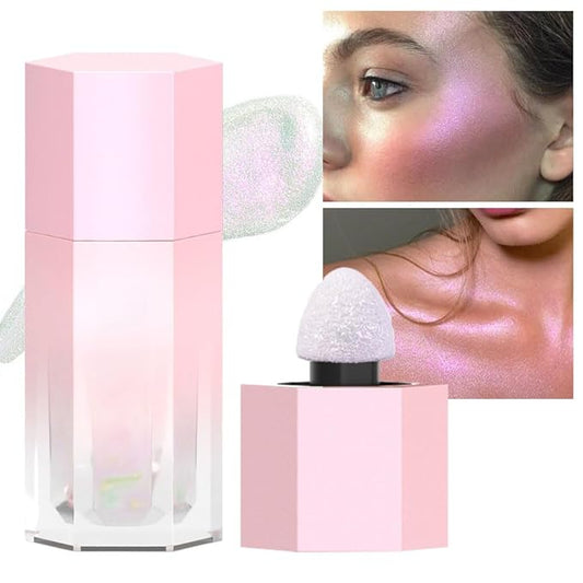 evpct Mermaid Pink Highlighter Makeup Liquid Blue Purple Green Glitter Iridescent Face Festival Highlighter Makeup Waterproof Long Lasting Halographic Shimmer Body Highlighter makeup Palette Stick-VivaGrace Women
