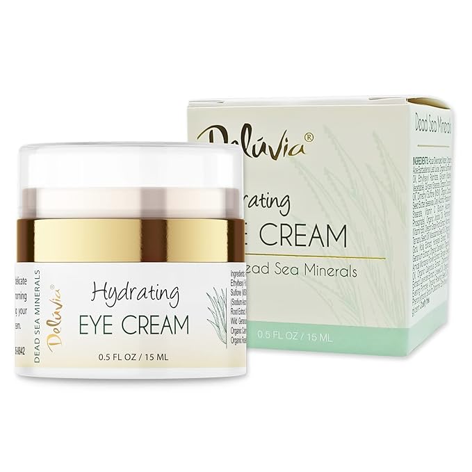 Deluvia Eye Cream Moisturizer, Under Eye and Around Eye Hydrating Eye Cream, Organic Aloe Vera, Vitamin E, Rosehip Seed Oil for Dry Skin and Wrinkles.(.5 Oz)-VivaGrace Women