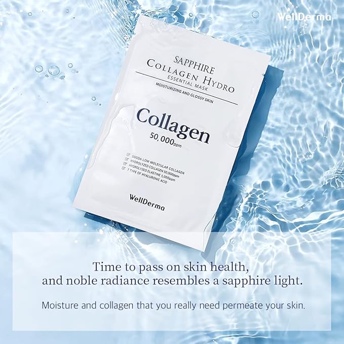 WELLDERMA Sapphire Collagen Hydro Essential Mask 10 Sheets Skin Soothing Calming-VivaGrace Women