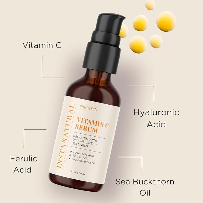 InstaNatural Skin Care Set, Vitamin C Face Wash, Toner, Serum and Moisturizer , Hydrating, Anti Aging and Brightening-VivaGrace Women