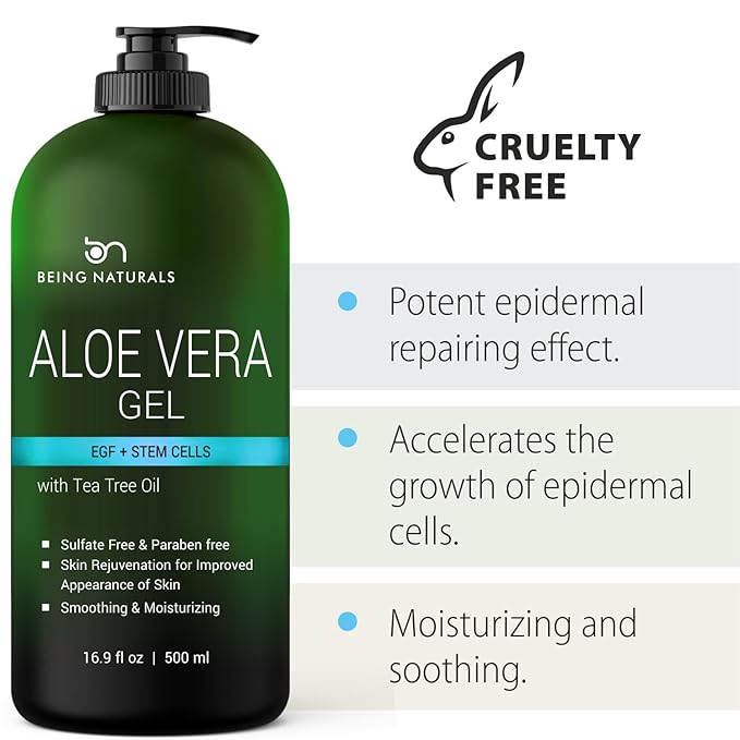 Aloe vera Gel - from 100% Pure Organic Aloe Infused with EGF, Stem Cell, Rosemary Oil - Natural Raw Moisturizer for Face, Body, Hair. Perfect for Sunburn, Acne, Razor Bumps 16.9 fl oz-VivaGrace Women
