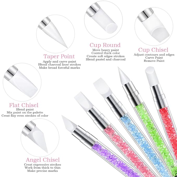 Nail Art Tools,Nail Art Brush,2 sets Nail Stand,5 PCS Dual Tipped Nail Dotting Tool and Sculpture Pen, Acrylic Silicone Nail Pen, Nail Design Tools-VivaGrace Women