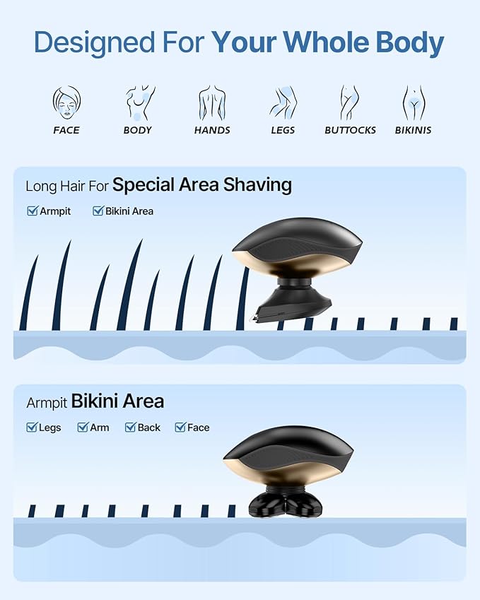 Electric Razors for Women, 5-in-1 Rechargeable Body Shaver - Waterproof Wet Dry Hair Remover - Trimmer for Lady Face Underarms Legs-VivaGrace Women