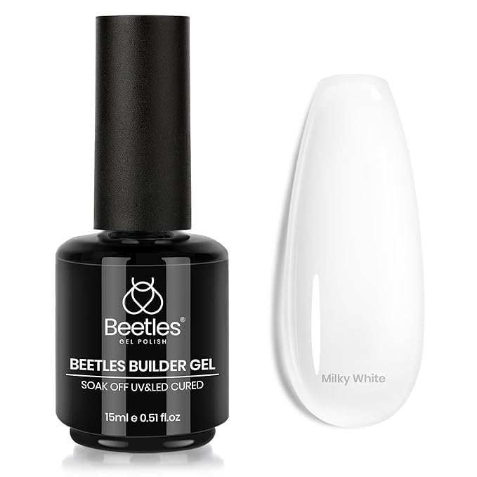 Beetles Milky White Builder Gel for Nails 7 in 1 Strengthener Gel for Nail Extension Building Nail Apex DIY at Home Beauty Gift Sets for Women,Base Coat Need-VivaGrace Women