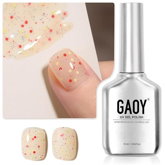 GAOY Glitter Confetti Gel Nail Polish, 16ml Colorful Polka Dot Gel Polish, Transparent UV Light Cure for Nail Art, 3024 Sprinkle Cupcake