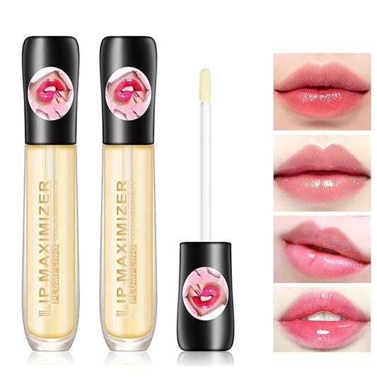 Lip Plumper Lip Gloss 2Pcs,Moisturizing Lip Oil Lip Plumper Gloss Lip Plumping Lip Care Serum Instant Volume Lip Filler Lip Maximizer Balm Plumper Reduce Fine Lines & Improve Dryness Wrinkles-VivaGrace Women