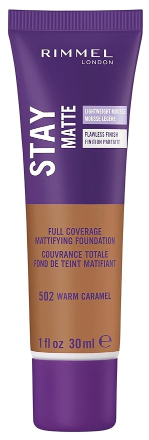 Rimmel London Stay Matte Liquid Mousse - 502 Warm Caramel - Foundation, Lightweight, Shine Control, Oil-Free, 1oz-VivaGrace Women