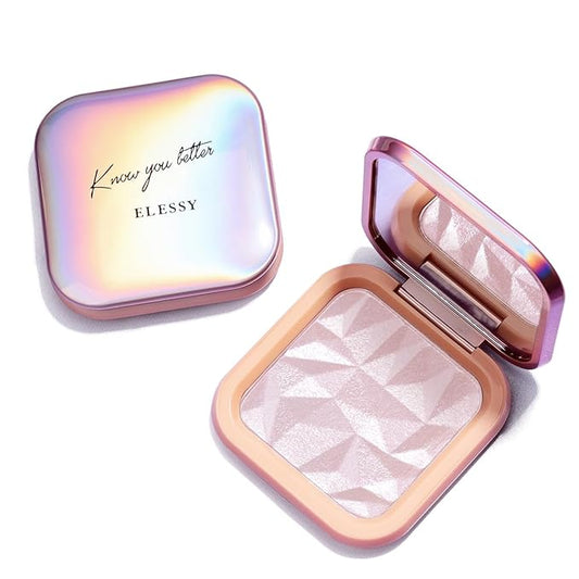 ELESSY Highlighter Makeup Palette Glitter Pink Highlighter Palette Shimmer Highlighter Powder Suit All Skin Tones-DAWN GLOW-VivaGrace Women