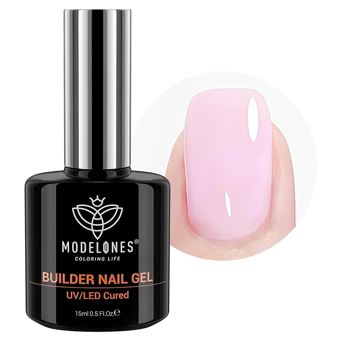 modelones Builder Nail Gel, 8-in-One Baby Pink Builder, Pastel Pink Rubber Base Gel Polish, LED Lamp Cured Color Base Hardener Apex Building Strengthener Extension for DIY Salon Girls Home-VivaGrace Women