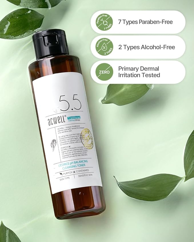 ACWELL Licorice pH Balancing Korean Toner for Cleansing - Alcohol-Free PH5.5 Hydrating Facial Astringent -Skin Clarifying & Hydration Boosting Toner, 5.1 fl.oz. 2 Pack-VivaGrace Women