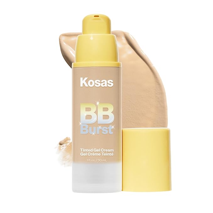 Kosas BB Burst Tinted Face Gel Cream - Supports Healthy Collagen, Smoothes Skin, Hydrates & Moisturizes - Lightweight Buildable Coverage - Medium Neutral Olive 22, (1 Oz/30 ML)-VivaGrace Women