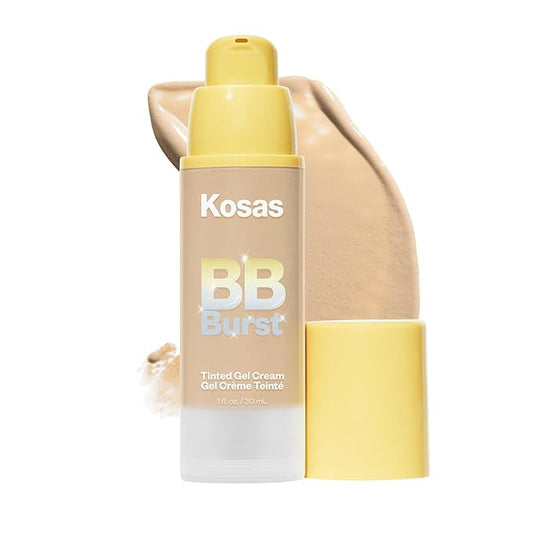 Kosas BB Burst Tinted Face Gel Cream - Supports Healthy Collagen, Smoothes Skin, Hydrates & Moisturizes - Lightweight Buildable Coverage - Medium Neutral Olive 22, (1 Oz/30 ML)-VivaGrace Women