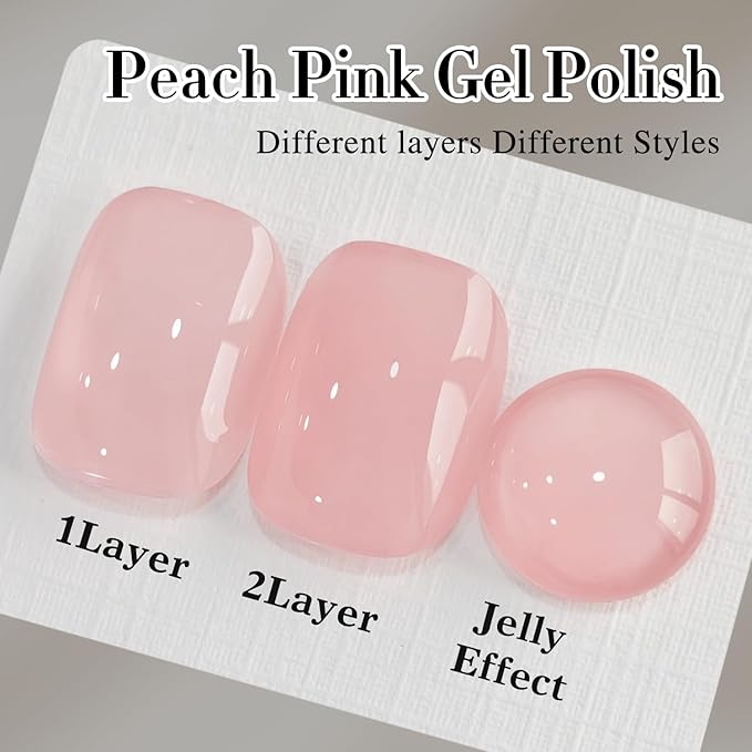 Double Rhythm 0.50 OZ Translucent Gel Polish Same Color Same Bottle Sheer Pastel Neutral Natural Milky 15 ML Jelly UV Nail Art DIY at Home (Jelly Rose Pink-A1380)-VivaGrace Women