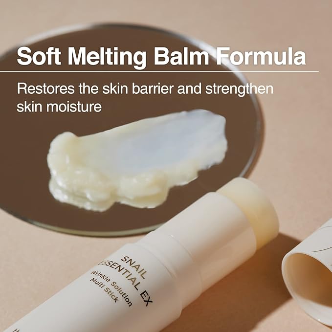 THESAEM Snail Essential EX Wrinkle Solution Multi-Purpose Balm Stick – Anti Aging & Moisturizing – Face & Eye Treatment – With Snail Collagen & Honey for Moist Glow, 0.4oz.-VivaGrace Women