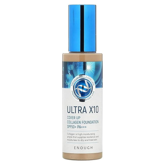 Enough Ultra X10 Cover Up Collagen Foundation, Hydrating Foundation for Dry Skin, Korean Skin Care Tinted Moisturizer Sunscreen, Makeup Cosmetics for Women SPF 50+ PA+++ 3.53oz (#23 Natural beige)-VivaGrace Women