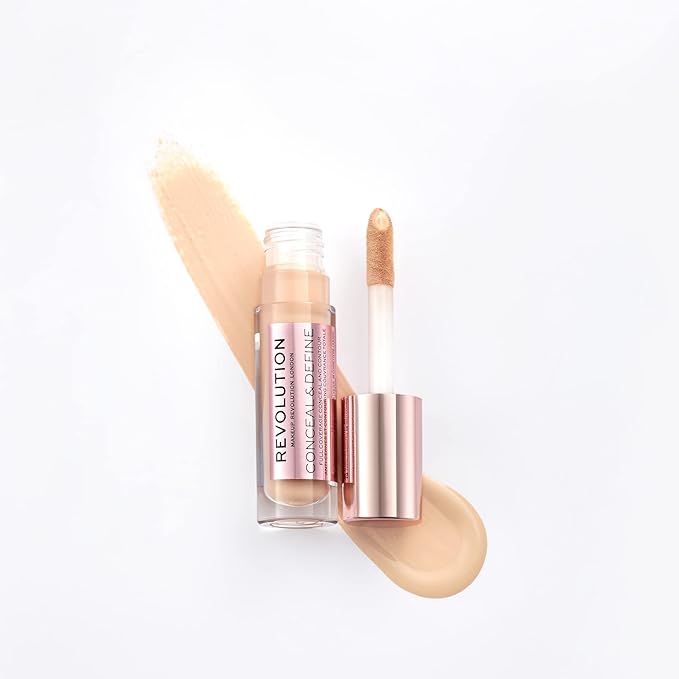 Makeup Revolution Conceal and Define Concealer, Full Coverage & Matte Finish, C5.5 for Fair/Light Skin Tones, Vegan & Cruelty-Free, 0.7 Fl Oz-VivaGrace Women