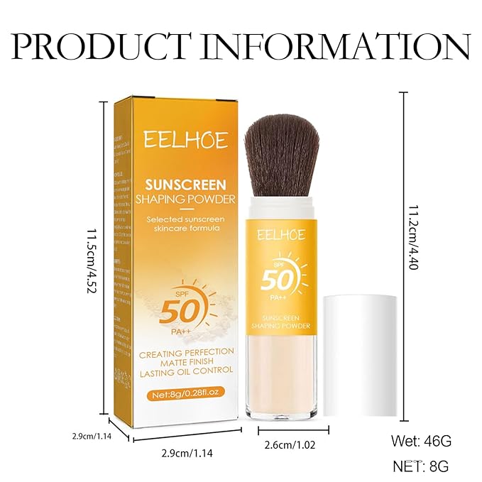 Mineral Sunscreen Setting Powder, Mineral Brush Setting Face Powder Makeup SPF 50 PA++ for All Skin, Oil Control Lightweight Breathable Concealer Brush Powder, Matte Smooth Translucent Face Powder-VivaGrace Women