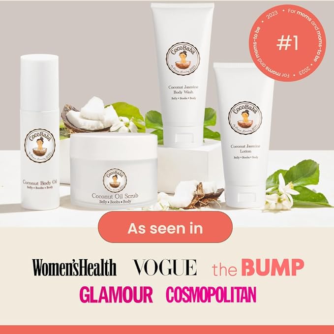 Cocobaba Stretch Mark Relief Set - Belly oil for pregnancy care package | Stretch Mark Cream for Pregnancy | Body wash | Body scrub | First time mom gift | Pregnancy Must have-VivaGrace Women