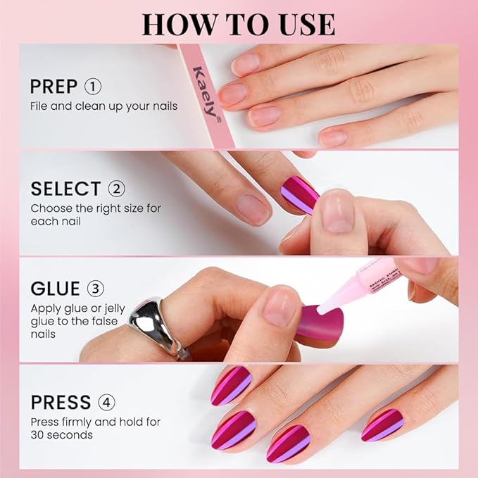Aurora Chrome Red Press On Nails Short Almond 30 Pcs, Designer Reusable Acrylic Fake Nails with Glue, Glossy Soft Gel Nails Wedding and Party, Stick On Glue On Nails, Nails fro Women Gift