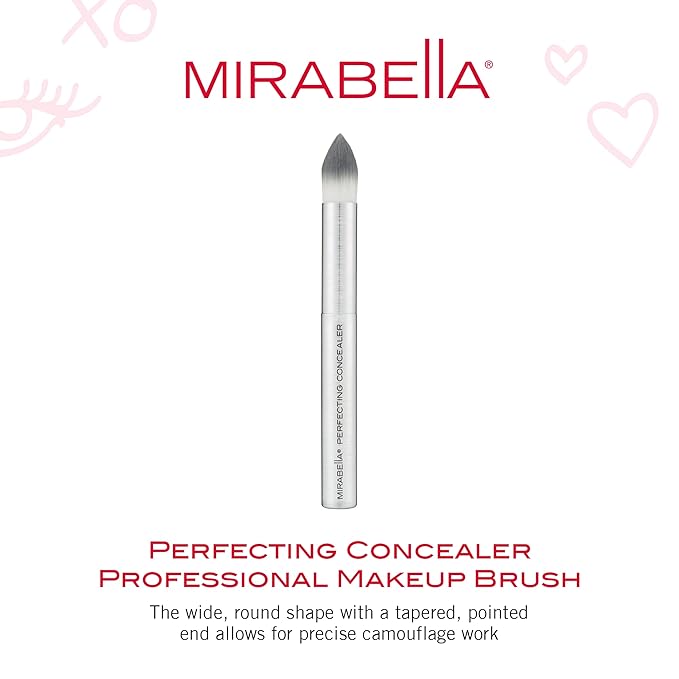 Mirabella Perfecting Concealer Brush, Premium Professional Makeup Brush Collection, Cruelty-Free Synthetic Bristle Brush, Hand-Sculpted Brushed Aluminum Handle, Luxury Blending Brush for Makeup-VivaGrace Women