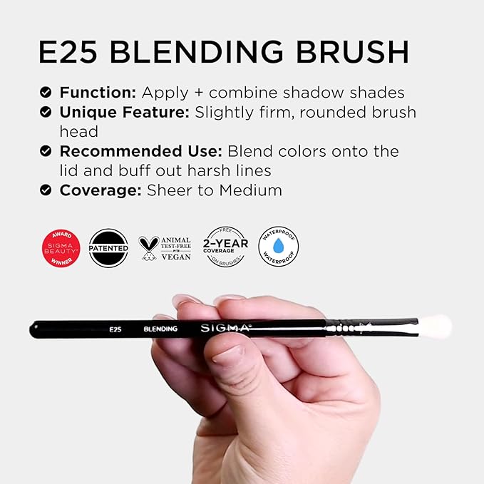 Sigma Beauty Professional E25 Eyeshadow Blending Brush – Professional Eyeshadow Brush for Seamless Eyeshadow Blending, Softens Dramatic Edges & Harsh Lines for a Well Blended Effect (1 Brush)-VivaGrace Women