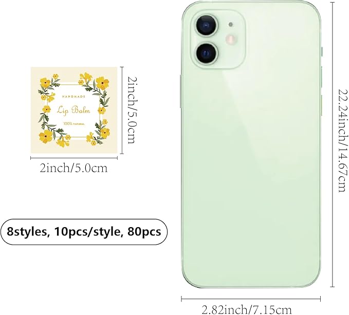 CRASPIRE 80Pcs 8 Styles Lip Balm Sticker Flower Wreath Plants Self-Adhesive Homemade Lip Balm Labels Floral Patter Square DIY Label Stickers for Lip Balm Containers Cosmetics Lipsticks-VivaGrace Women