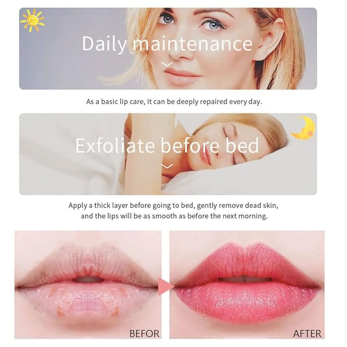 Bee Lip Balm Honey Pot, 2 PCS Strawberry & Honey Hydrating Prevention Dry and Cracked Lip Scrubs Exfoliator, Propolis Moisturizing Lip Sleep Mask Reduces Lip Lines, Lip Exfoliating Honey Bee Lip Mask-VivaGrace Women