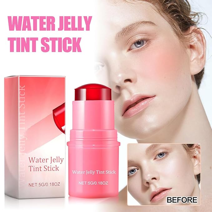 Milk Cooling Water Jelly Tint Blush Stick Face Makeup, Sheer Lip & Cheek Stain, Buildable Watercolor Finish,Vegan, Cruelty Free - 0.18 fl oz (POPPY PINK)-VivaGrace Women
