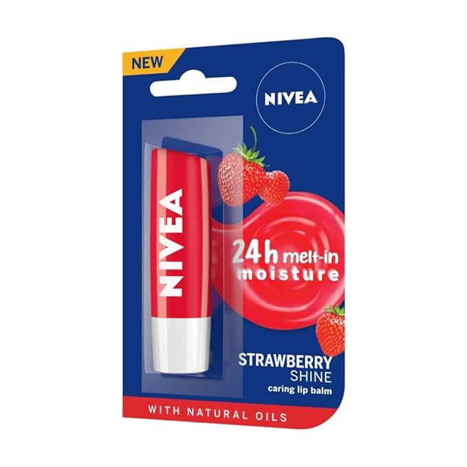 Nivea Lip Care Fruity Shine Strawberry, 4.8g-VivaGrace Women