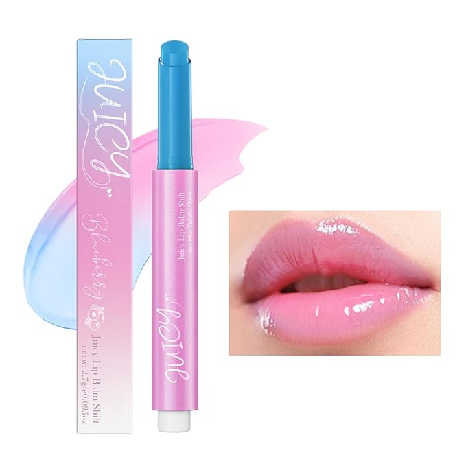 Juicy Lip Plump Shift, Click Melting Lip Balm Lasting Tint Hydrating & Nourishing Lip Care Moisturizer Glossy Color Changing Lip Gloss Non Sticky Lipstick Vegan Tinted Lip Balm (#5 Blueberry)-VivaGrace Women