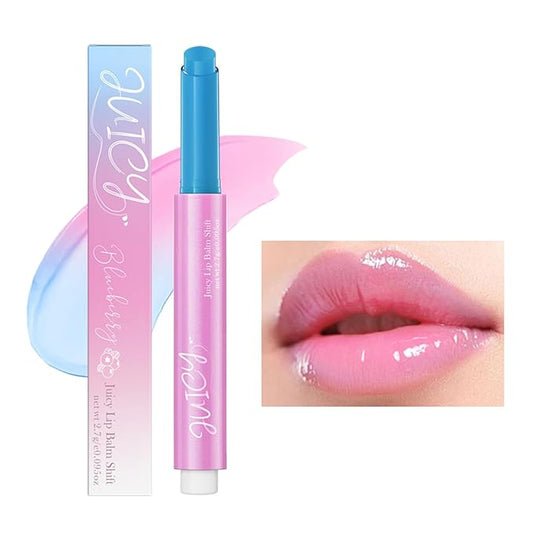 Juicy Lip Plump Shift, Click Melting Lip Balm Lasting Tint Hydrating & Nourishing Lip Care Moisturizer Glossy Color Changing Lip Gloss Non Sticky Lipstick Vegan Tinted Lip Balm (#5 Blueberry)-VivaGrace Women