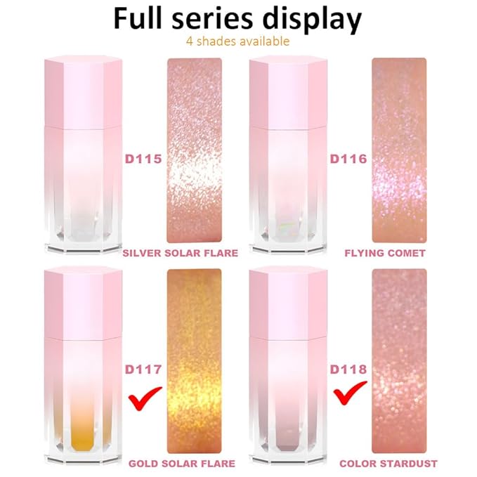 evpct Light Liquid Face Highlighter Makeup Waterproof Long Lasting Mermaid Pink Rose Gold Glimmer Glow Sparkly Glitter Body Shimmer Oil Liquid Luminizer Stick Highlight Illuminator for Face Body Cheek-VivaGrace Women