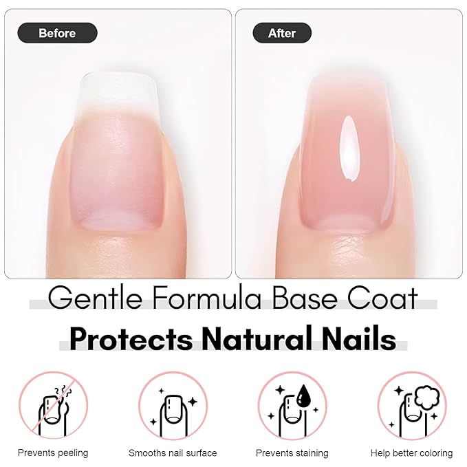 Makartt 3Pcs Builder Nail Gel with Top and Base Coat, Clear Gel Builder Kit for Nails Apex Building Thickening Strengthener Extension Rhinestone in a Bottle, UV Light Lamp Required-VivaGrace Women