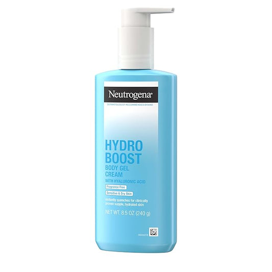 Neutrogena Hydro Boost Body Gel Cream Moisturizer with Hyaluronic Acid, Hydrating Lotion For Sensitive Skin, Fragrance Free, 8.5 oz-VivaGrace Women