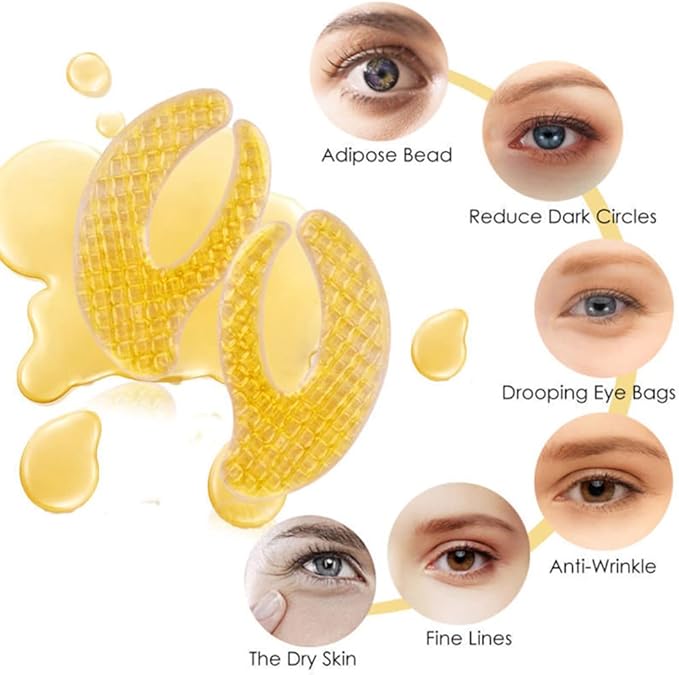 Gold Hydrogel Eye Mask Collagen Crystal Eye Mask Patches Anti-Aging Under Eye Pads - Reduce Wrinkles,Puffy Eyes,Dark Circles,Eye Bags - Moisturizer Eye Contour Mask, Improve Skin Elasticity | 5 Pairs-VivaGrace Women