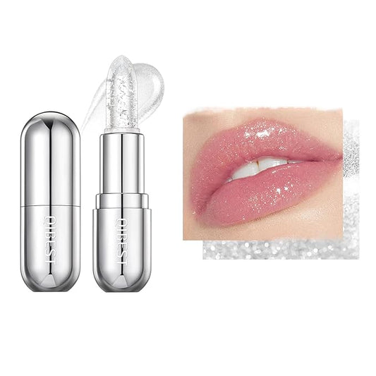 Glimmer Balm, pH Lip Balm, Magic Color Changing pH Lipstick, Moisturizing Tinted Lip Balm, Lip Glowy Balm, PH Reacting Lip Balm, Hydrates & Plumps, Pink Shimmer Lipstick (01# Colourless)-VivaGrace Women
