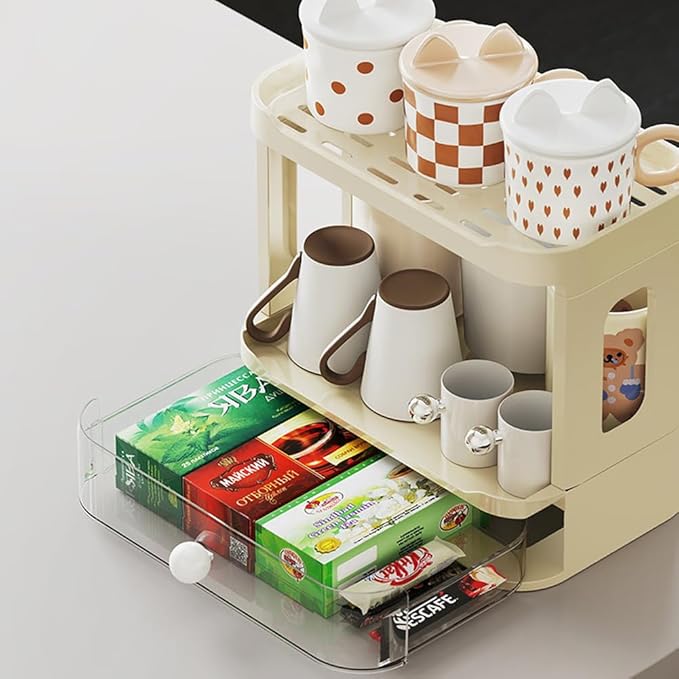 3-Tier Desk Organizers & Dispensers，Mail Holder for Office Desk Organization，Kitchen Spice Rack or Bathroom Countertop Organizer, Gift for Teachers, Classmates, and Friends (Beige)-VivaGrace Women