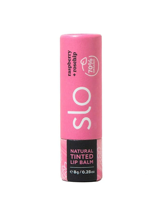 Slo | Natural Lip Balm - All Natural Ingredients, Vegan & Cruelty Free, Hydrating & Soothing, Plastic Free, Paper Packaging | Raspberry + Rosehip, 0.28oz-VivaGrace Women