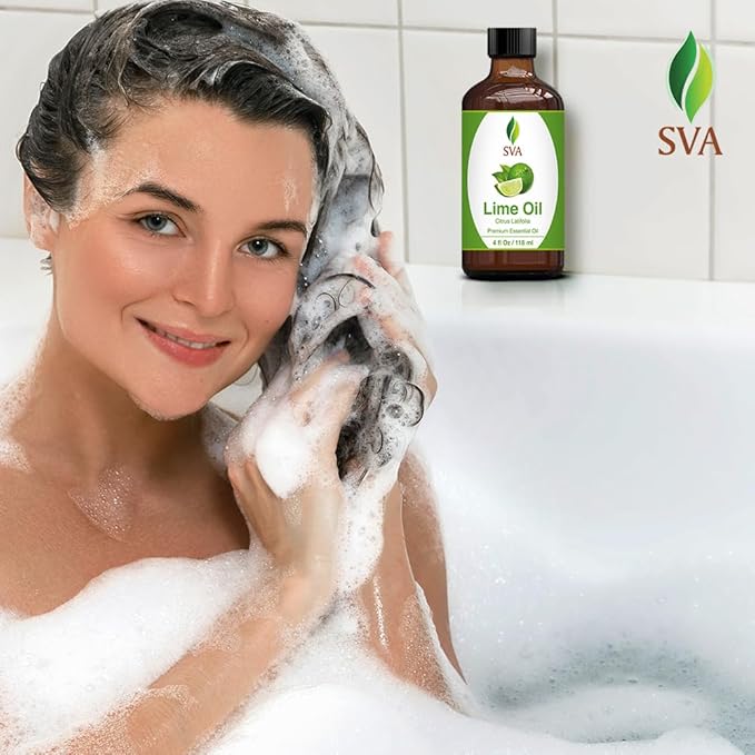 SVA Lime Essential Oil – 4 Fl Oz – 100% Natural Lime Oil - for Diffuser, Hair Care, Face, Skin Care, Aromatherapy, Scalp and Body Massage, Soap and Candle Making - with Dropper-VivaGrace Women