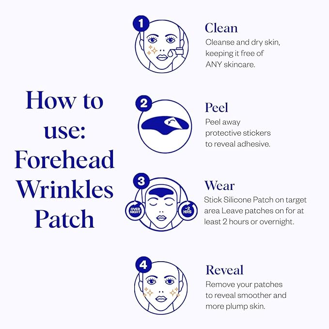 Wrinkles Schminkles Forehead Wrinkle Patches, 1-Pack, Reusable Hypoallergenic Silicone Smoothing Pads for Reducing Frown Lines & Face Lift Overnight-VivaGrace Women
