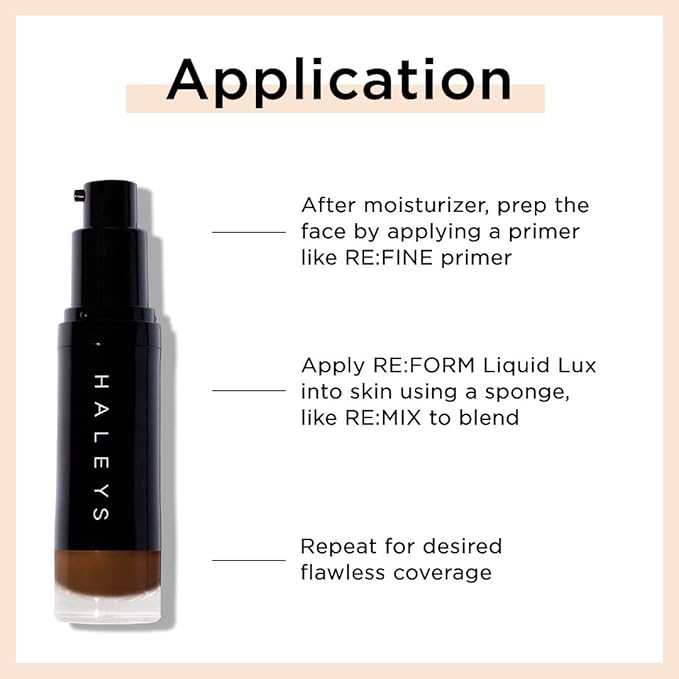 HALEYS RE:FORM Liquid Lux Foundation (8.75) Vegan, Cruelty-Free Foundation Makeup - Even Skin Tone and Cover Blemishes & Imperfections with a Luminous Finish for Long-Lasting Wear-VivaGrace Women