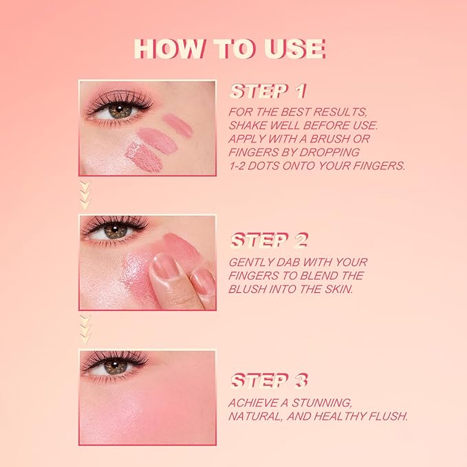 YOUNG VISION Liquid Cheek Blush -Soft Cream Rouge/Blusher Makeup, Buildable Gel-Cream Formula, Long-Wearing, Dewy Finish-VivaGrace Women