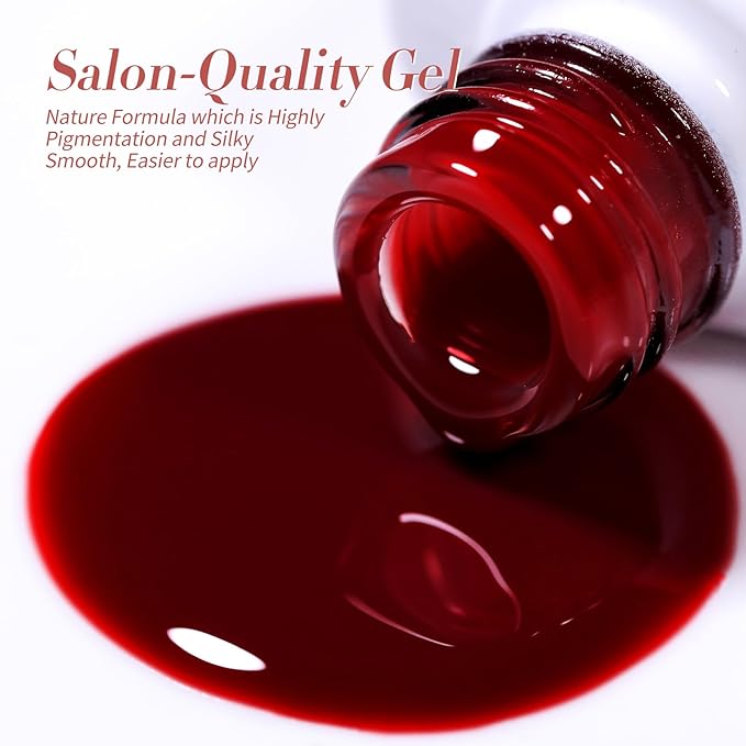 Born Pretty Jelly Burgundy Gel Nail Polish Blood Wine Red Nude Pink Gel Polish Sheer Transparent Halloween Gel Polish Kit Wild Rose for Salon Manicure and Nail Art DIY at Home 6Colors-VivaGrace Women