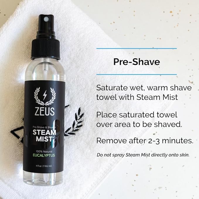 ZEUS 100% Natural Eucalyptus Oil Steam Mist, Aromatherapy Spray for Shower, Sauna, Bath & Pre-Shave, Nasal Relief & Spa-Inspired Refreshment (Made in USA) 4 oz.-VivaGrace Women