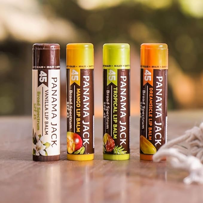 Panama Jack Sunscreen Lip Balm - SPF 45, Broad Spectrum UVA-UVB Sunscreen Protection, Prevents & Soothes Dry, Chapped Lips, Mango, 7-pack-VivaGrace Women